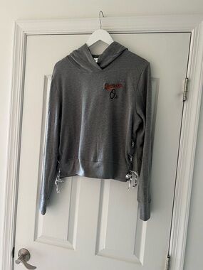 Gray Hooded Pullover Top